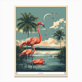 Greater Flamingo Kenya Tropical Illustration 7 Poster Canvas Print