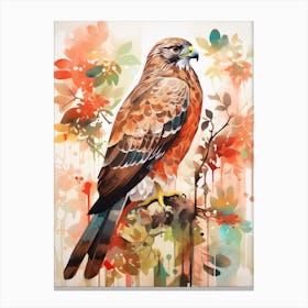 Bird Painting Collage Red Tailed Hawk 4 Canvas Print