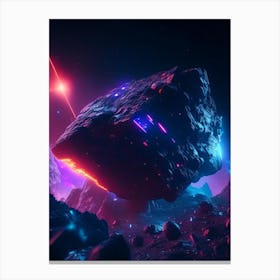 Asteroid Neon Nights Space Canvas Print