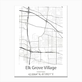 Elk City,United States Minimalist Map Canvas Print