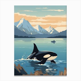 Orca Whale Swimming At Dusk 1 Canvas Print