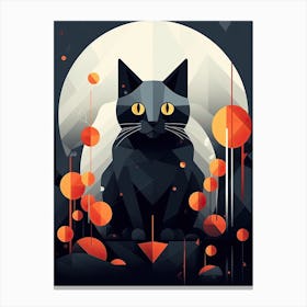 Cat In The Moonlight Canvas Print