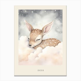 Sleeping Baby Deer 1 Nursery Poster Canvas Print
