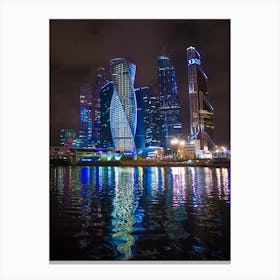 night town with river Canvas Print