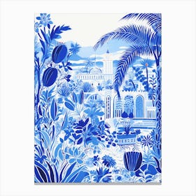 Jardin Majorelle Morocco Modern Blue Illustration 2 Canvas Print