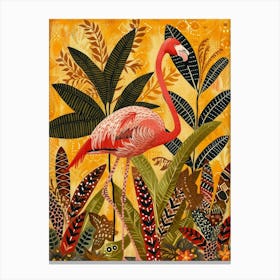 Greater Flamingo And Croton Plants Boho Print 4 Canvas Print