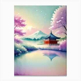 Japanese Landscape Cherry Blossoms Mount Fuji Japan Canvas Print