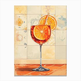 Aperol Spritz Tiled Illustration 1 Canvas Print