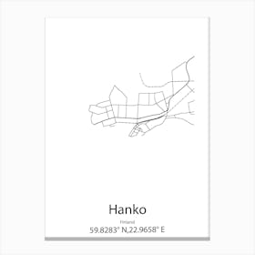 Hanko,Finland Minimalist Map Canvas Print