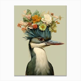 Bird With A Flower Crown Green Heron 3 Canvas Print