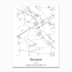 Kerpen,Germany Minimalist Map Canvas Print