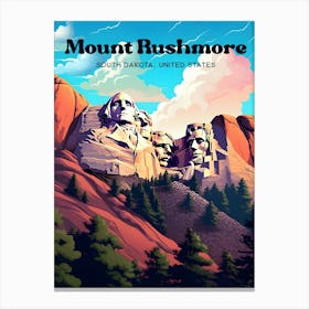 Mount Rushmore South Dakota USA Lincoln Roosevelt Travel Illustration Canvas Print