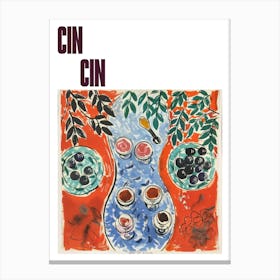 Cin Cin Poster Wine Lunch Matisse Style 11 Canvas Print