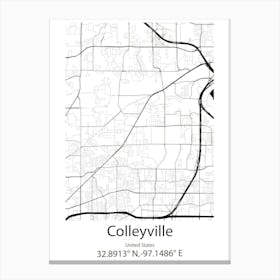 Colleyville,United States Minimalist Map 1 Canvas Print