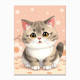 Japanese-Art Scottish Fold Cat Canvas Print