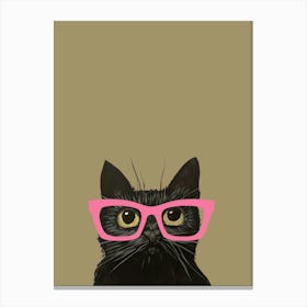 Black cat wearing glasses Watercolour Illustration Lienzo