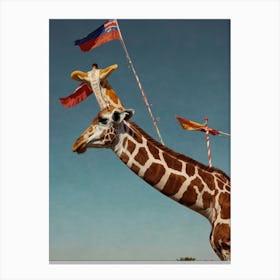 Giraffe With Flags Canvas Print