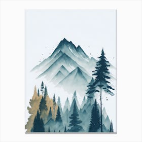 Mountain And Forest In Minimalist Watercolor Vertical Composition 289 Canvas Print