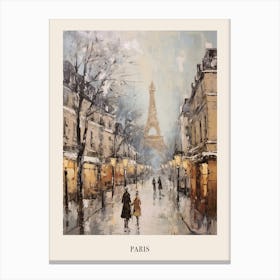 Vintage Winter Painting Poster Paris France 1 Canvas Print
