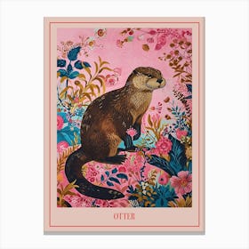 Floral Animal Painting Otter 4 Poster Canvas Print