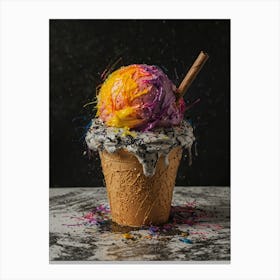 Rainbow Ice Cream Cone Canvas Print