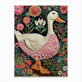 Floral Animal Painting Duck 1 Canvas Print