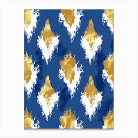 Gold And Blue Abstract Pattern Canvas Print