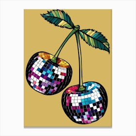 Cherries With Disco Balls 1 Canvas Print