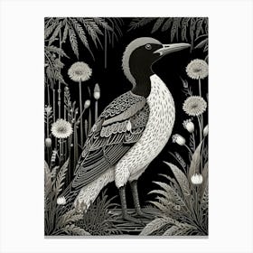 Bird Linocut Common Loon 6 Canvas Print