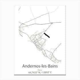 Andernos Les Bains,France Minimalist Map Canvas Print