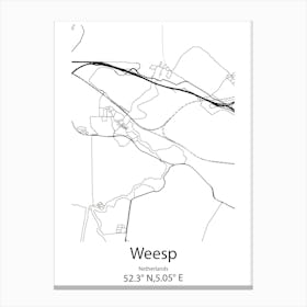 Weesp,Netherlands Minimalist Map Canvas Print