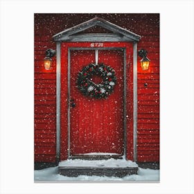 Red Christmas door Canvas Print