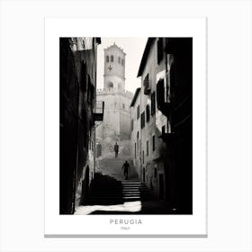 Poster Of Perugia, Italy, Black And White Analogue Photography 3 Canvas Print