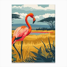 Greater Flamingo Lake Nakuru Nakuru Kenya Tropical Illustration 6 Canvas Print