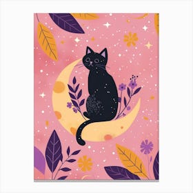 Black Cat On The Moon 3 Canvas Print