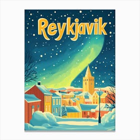 Aihrgdesign A 1970s Inspired Travel Poster For Reykjavik Canvas Print