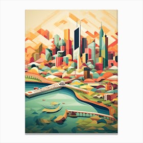 Chicago, Usa, Geometric Illustration 4 Canvas Print