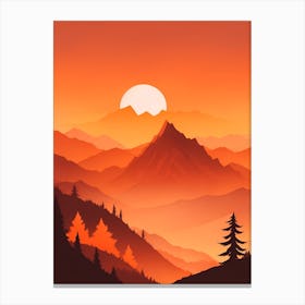 Misty Mountains Vertical Composition In Orange Tone 166 Canvas Print