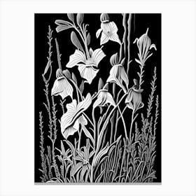 Marsh Bellflower Wildflower Linocut 1 Canvas Print