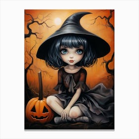 Halloween little witch Canvas Print