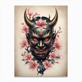 Floral Irezumi The Traditional Japanese Tattoo Hannya Mask (9) Canvas Print