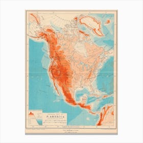 Map Of North America — retro map, vintage map print Canvas Print