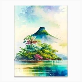Isla De Ometepe Nicaragua Watercolour Pastel Tropical Destination Canvas Print