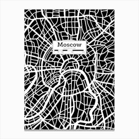 Moscow City Map — Hand-drawn map, vector black map Canvas Print
