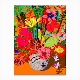 Hot Tropical Flowers Canvas Print