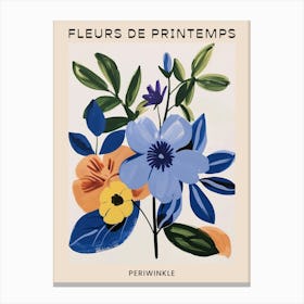 Spring Floral French Poster  Periwinkle 2 Canvas Print