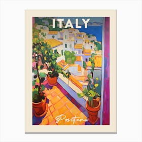 Positano Italy 1 Fauvist Painting Travel Poster Canvas Print