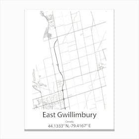 East Gwillimbury,Canada Minimalist Map Canvas Print