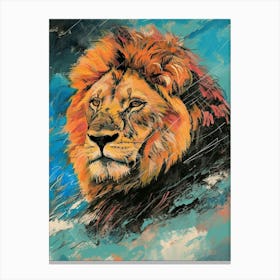 Masai Lion Facing A Storm Fauvist Painting 4 Canvas Print