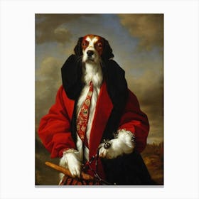 Irish Red And White Setter Renaissance Portrait Oil Painting Canvas Print